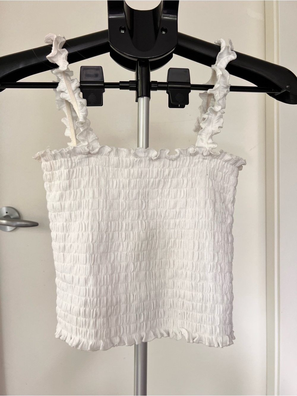 Wilfred White Smocked Ruffle Strap Camisole